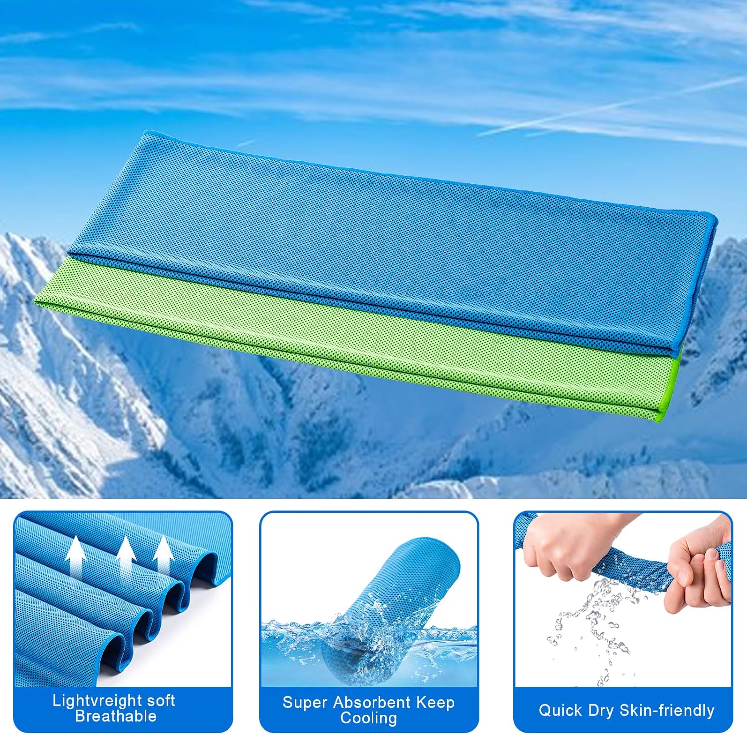 Detalle de CADONO 4 Pack Cooling Towel (40"x12"), Soft Breathable Ice Towel for Yoga, Sports, Running, Gym, Camping