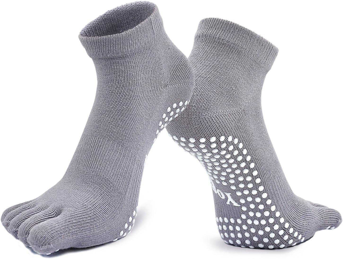 Detalle 2 de PUTUO Chaussettes de yoga femme antidérapantes en coton avec orteils (4 paires), EU 36-42