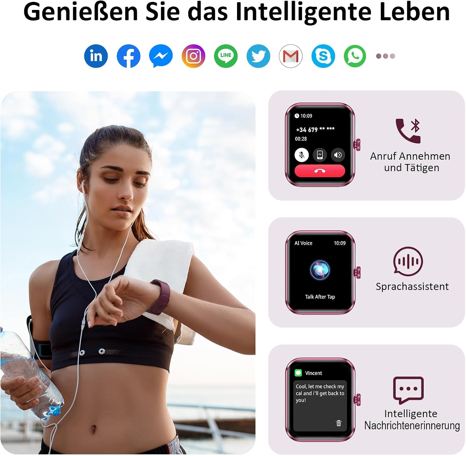 Detalle 2 de Blackview Smartwatch – Alltagstaugliche Smartwatch mit Telefonfunktion und 100+ Sportmodi