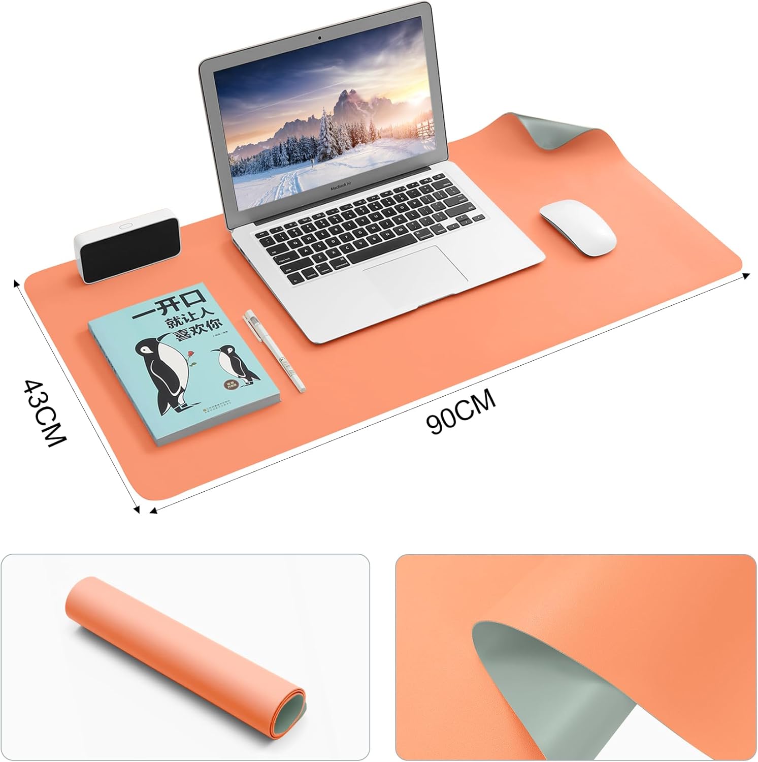 Thumbnail 3 de BUBM Multifunktionales Office-Mauspad 90x43 cm – Wasserdichte PU-Leder-Schreibtischunterlage