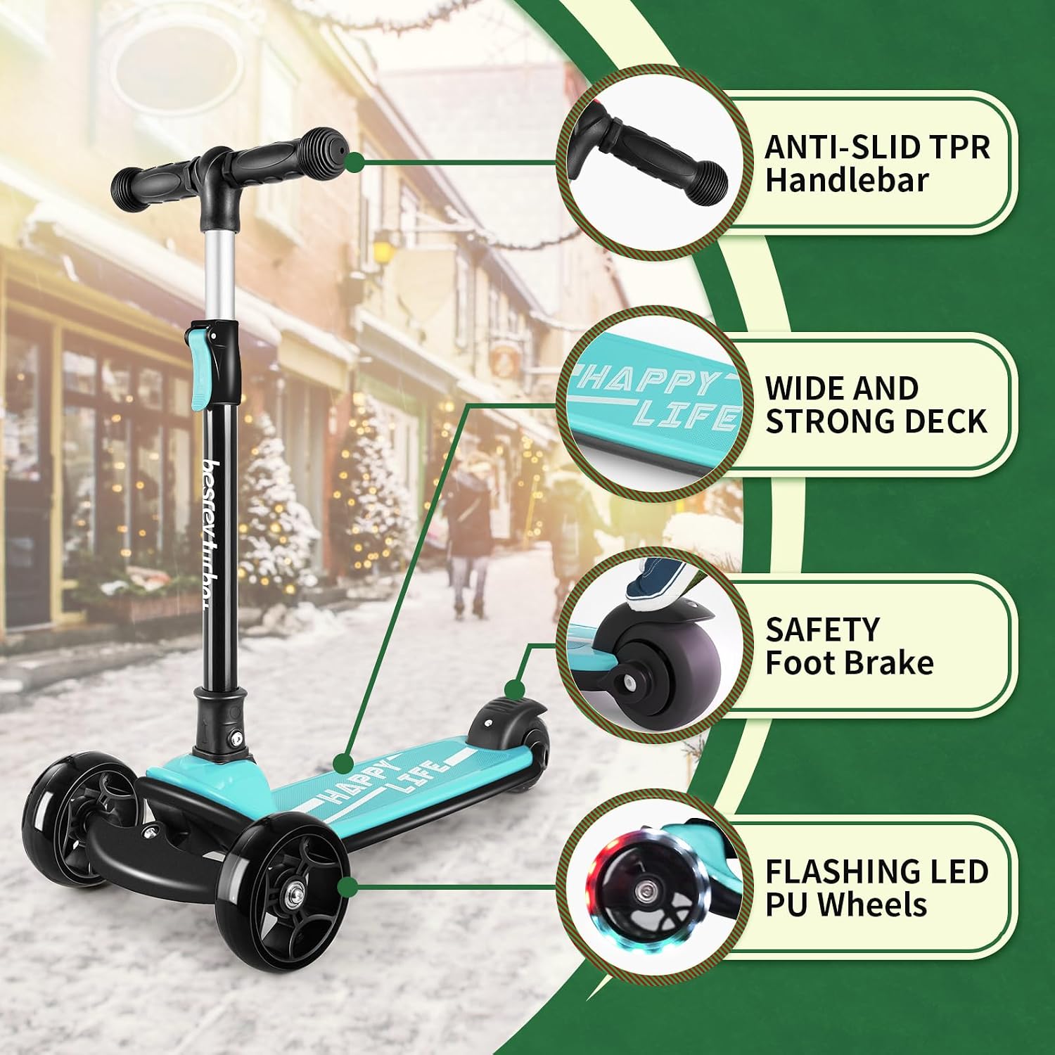 Thumbnail 2 de besrey Kinder-Scooter 4 Stufen 🛴