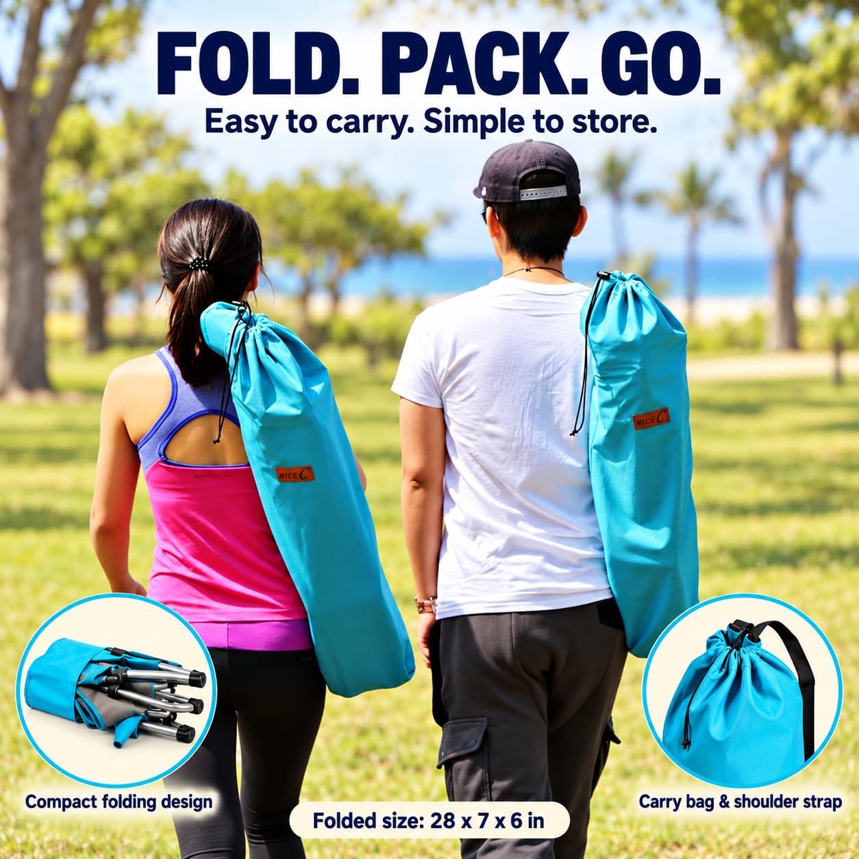 Thumbnail 4 de Nice C Low Beach Chair (2-Pack) — Portable, Folding Sling Chairs with Cup Holder