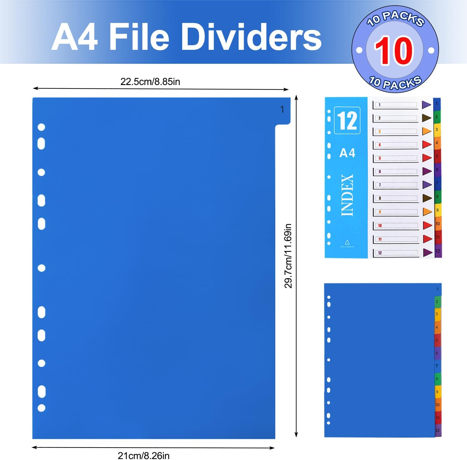 Thumbnail 5 de Trennblätter für Ordner A4 12-teilig – 10er-Packung mit farbigen Registerkarten, A4-Format