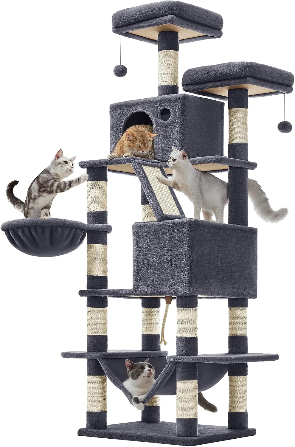 Detalle de FEANDREA CLAWFY PCT165G01 kattenboom met 5 niveaus, sisal en hangmat