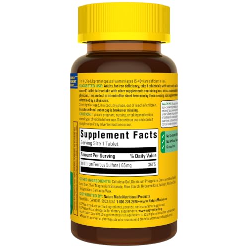 Thumbnail 7 de Nature Made Iron 65 mg (325 mg Ferrous Sulfate) Tablets – 180-Count Bottle