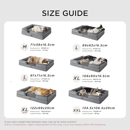 Detalle 2 de Bedsure Letto per Cani Grande 89x63x18 cm — Divano in schiuma uovo, sfoderabile