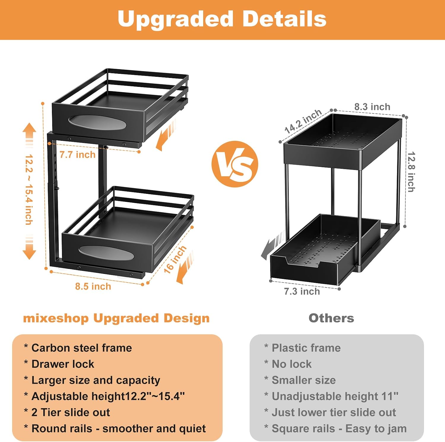 Thumbnail 4 de Under Sink Organizer 2-Tier Slide-Out Drawer Shelf