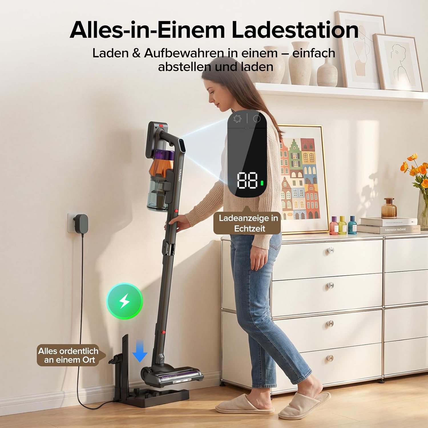 Detalle de Lubluelu Akku Staubsauger 65 Min. Laufzeit