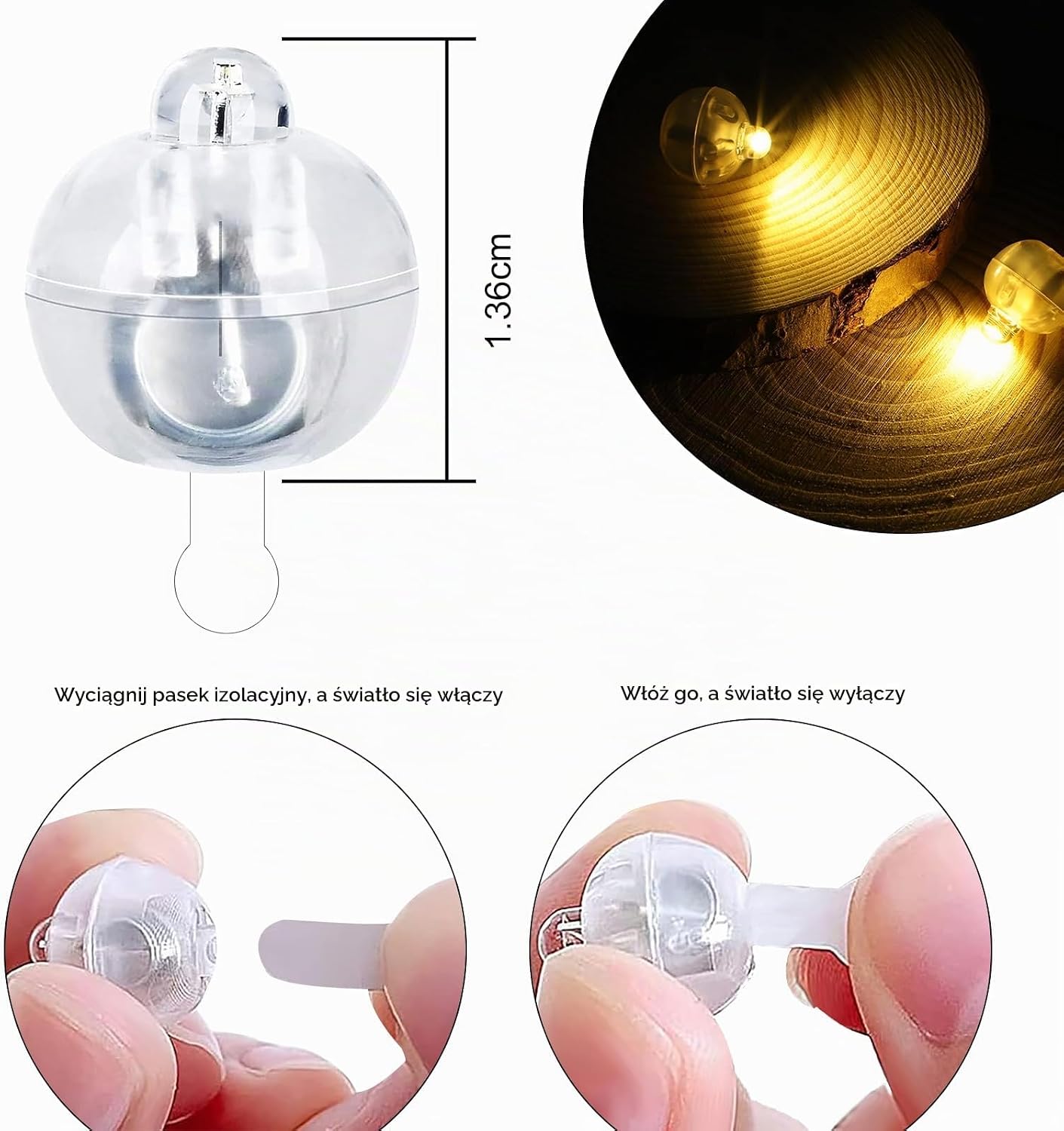 Detalle 2 de A.bigwhale zestaw 60 mini lampek LED, ciepła biel, zasilanie bateryjne