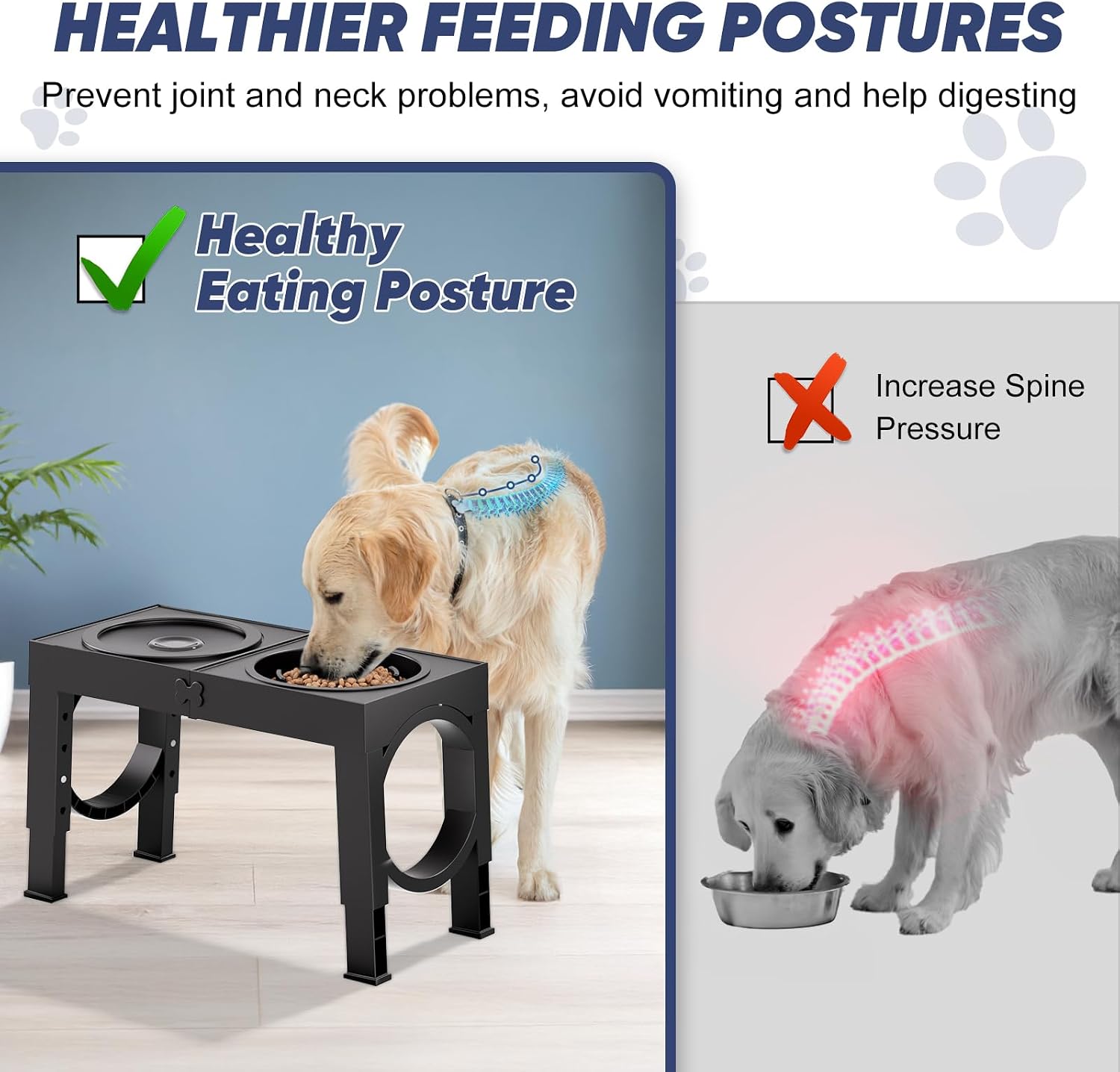 Detalle 2 de Aystkniet Raised Dog Bowl 5-Height Stand