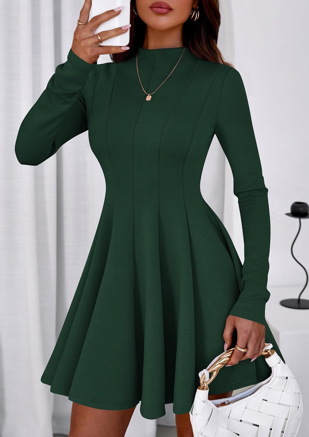 Detalle de PrettYGarden Fall Women's Long Sleeve Swing Dress