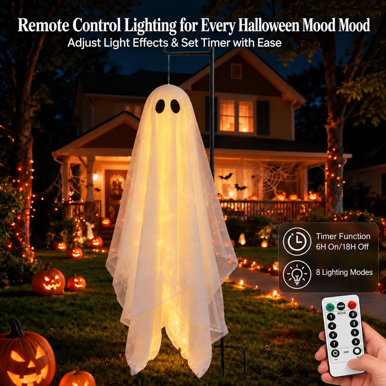 Detalle 1 de Nagudenfo Ghost1.2-D-R-S 47-Inch Halloween Ghost with Remote Timer
