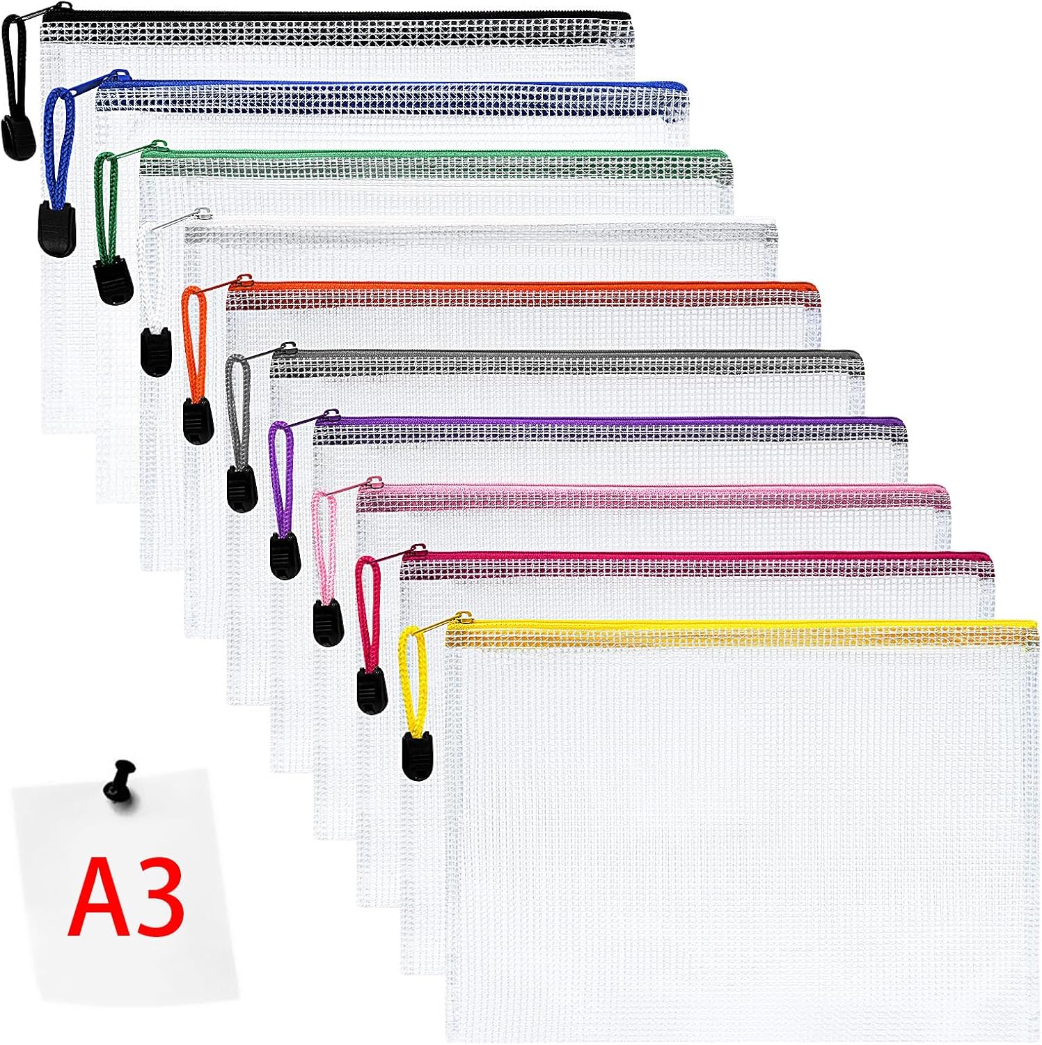 Vicloon Bolsa de Archivo A3 Multicolor con Cremallera