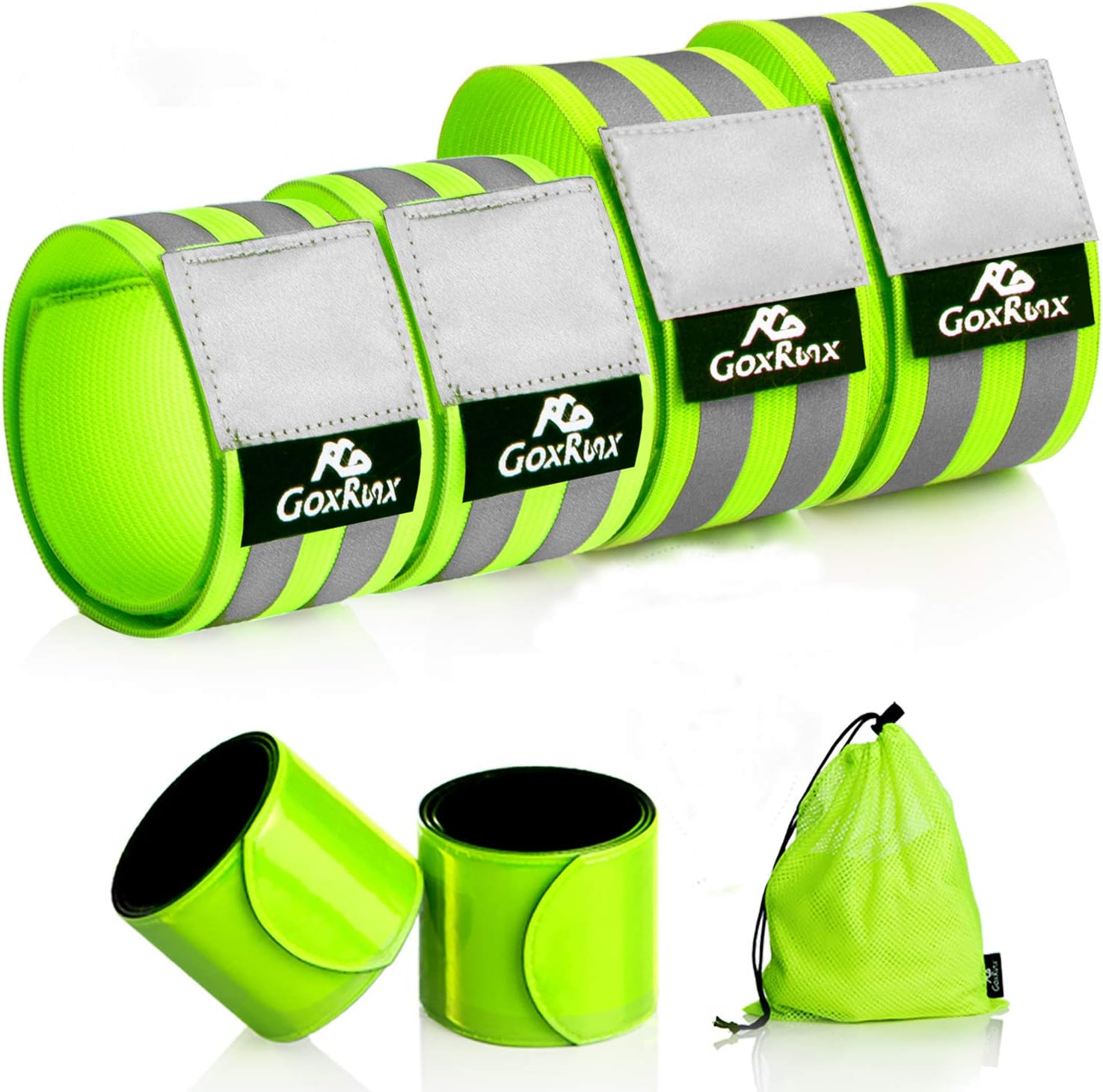 Detalle de GoxRunx Reflective Bands 6-Pack, Adjustable Running Gear with Slap Bracelets