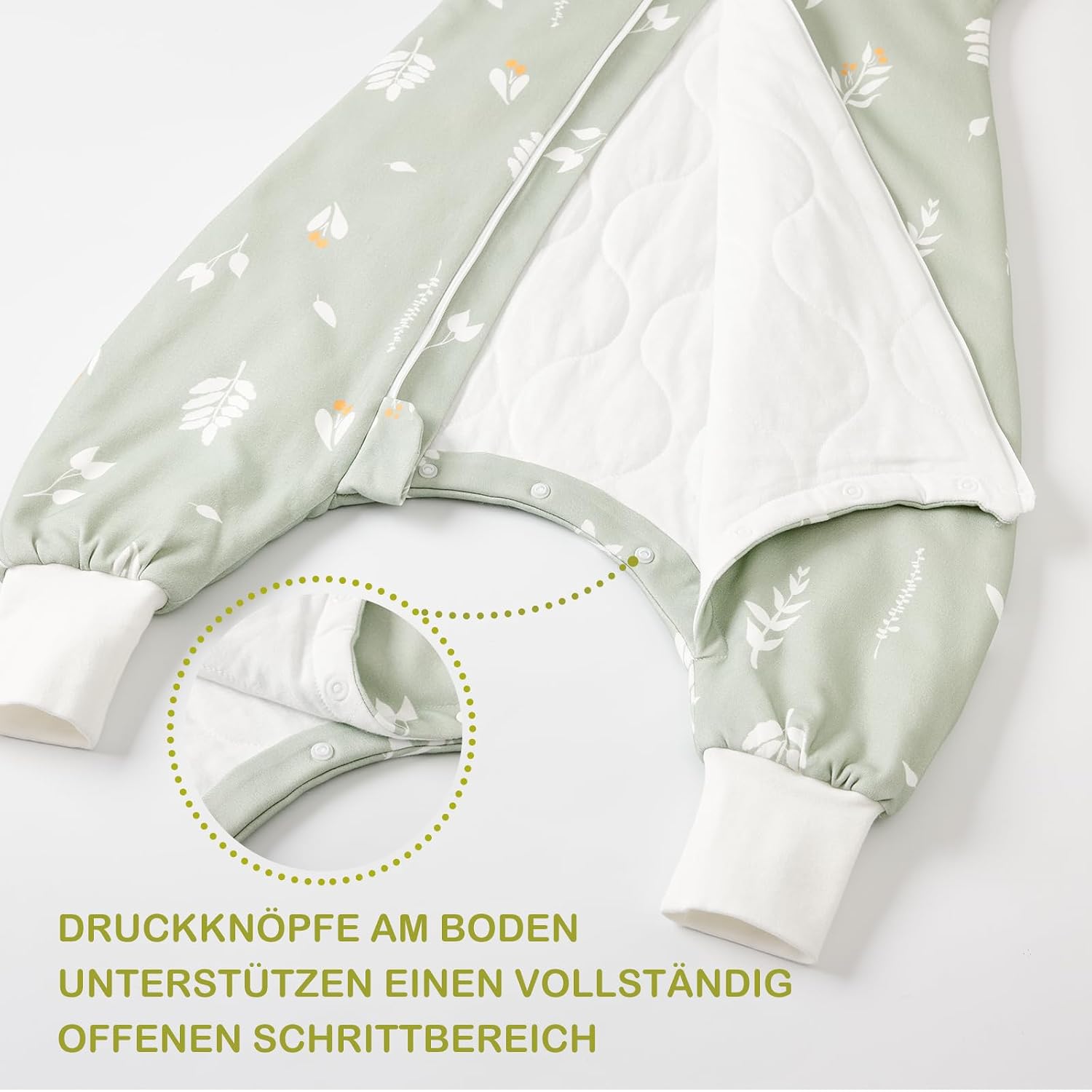Detalle 2 de Nivolltha 1,5 TOG Babyschlafsack mit Füßen aus 100 % Baumwolle – Ganzjahres-Schlafsack in Größe L