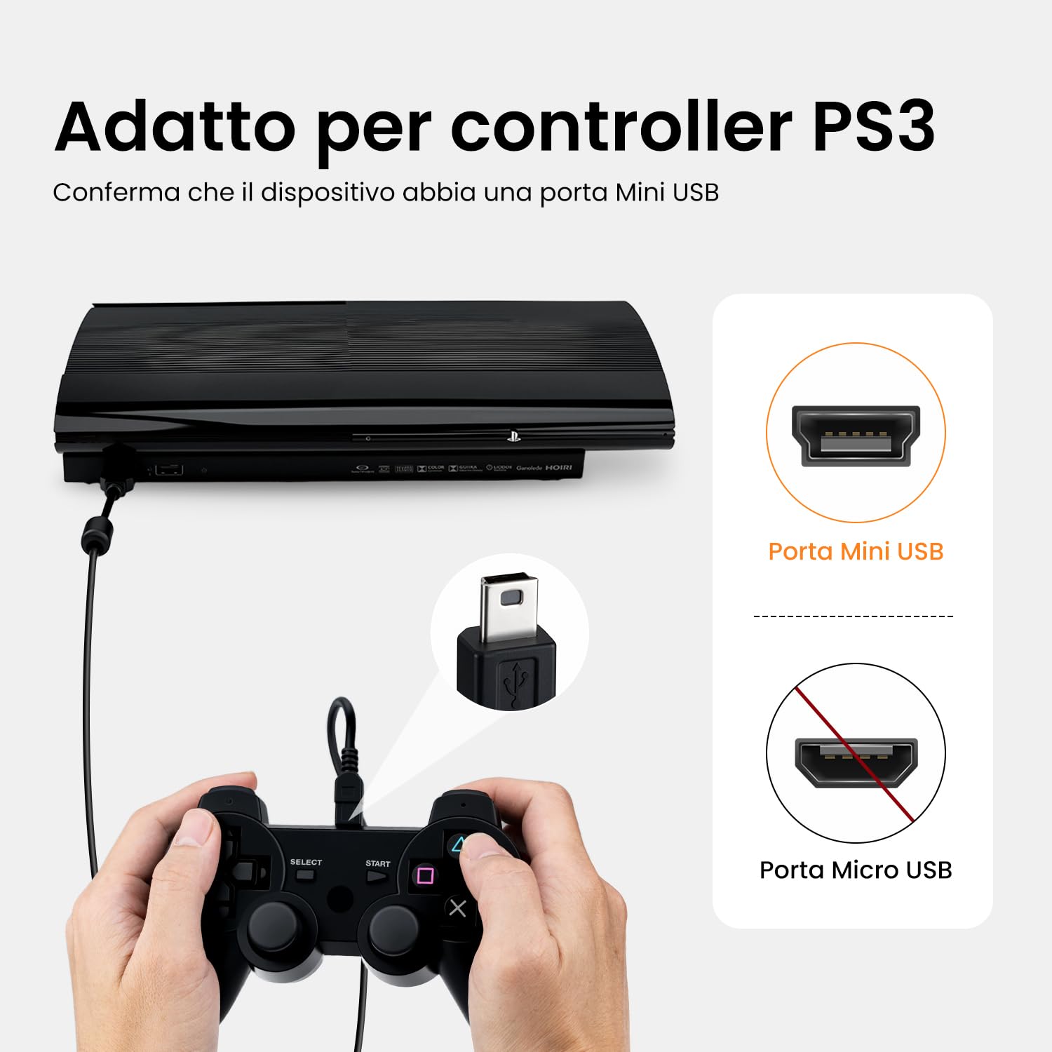 Detalle 2 de Tolesum PS3 Cavo ricarica 3 m