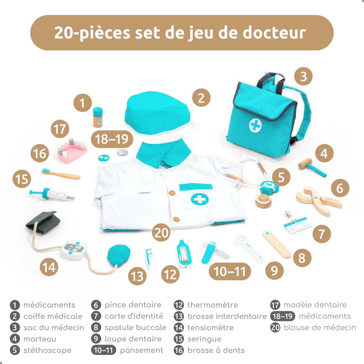 Thumbnail 5 de UMU Malette Docteur Enfant Bois 20 pièces