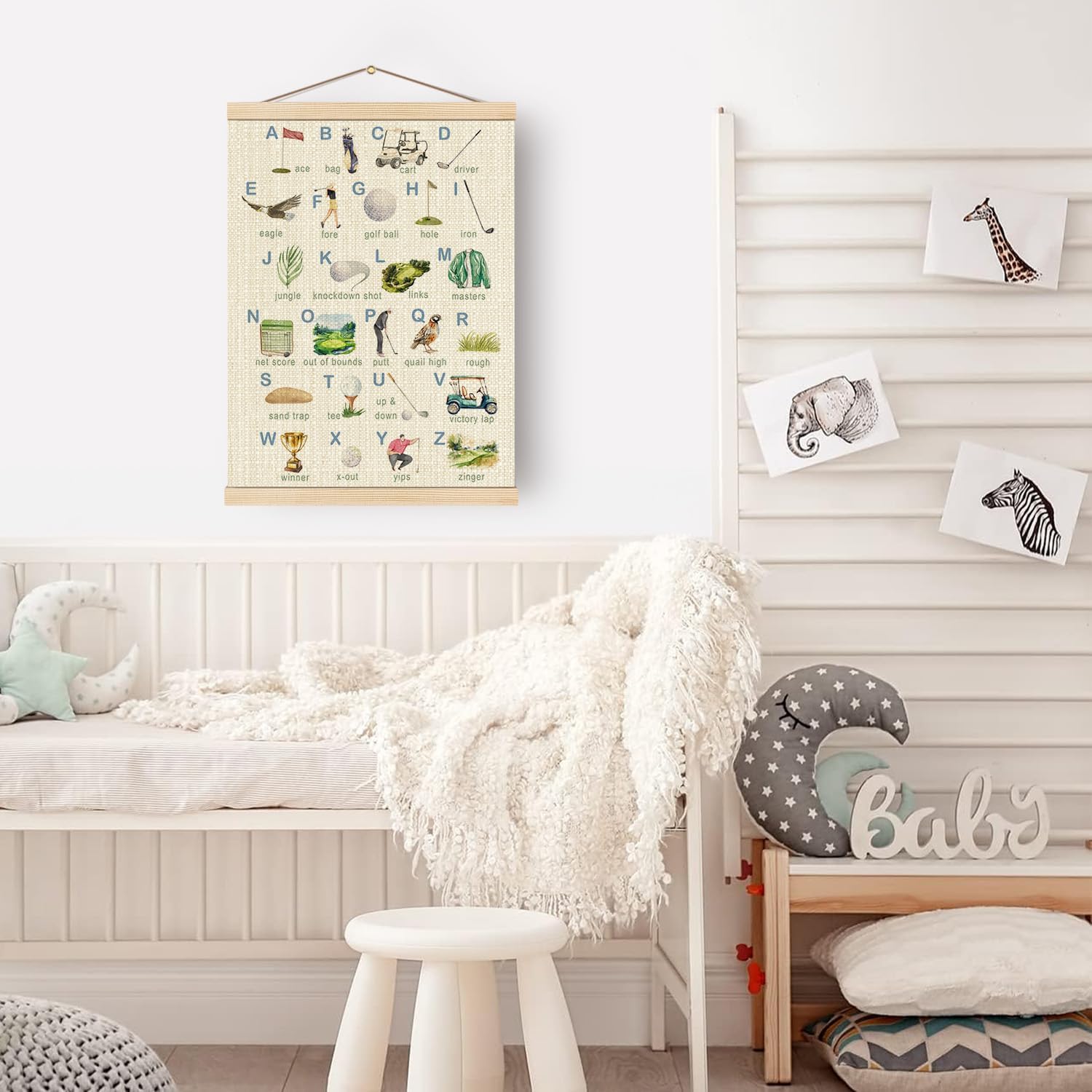 Detalle 2 de Golf Nursery Wooden Poster Hanger, 16 x 24 Inches
