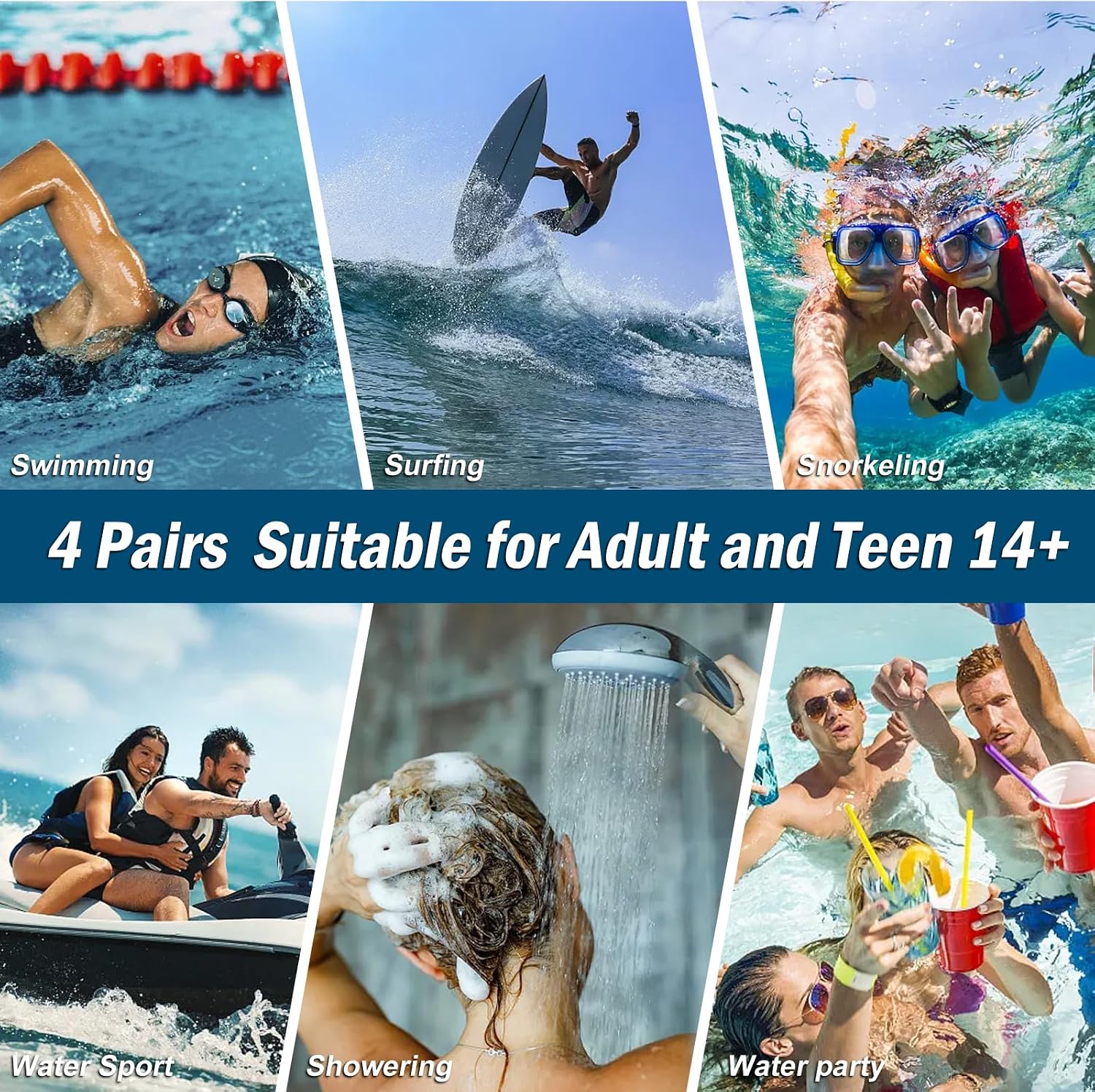 Detalle 1 de Swimming ear plugs for adults 4 pairs