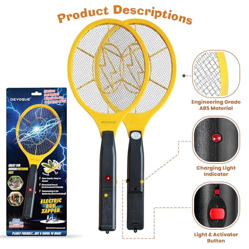 Detalle de DEVOGUE Electric Fly Swatter Zapper Racket