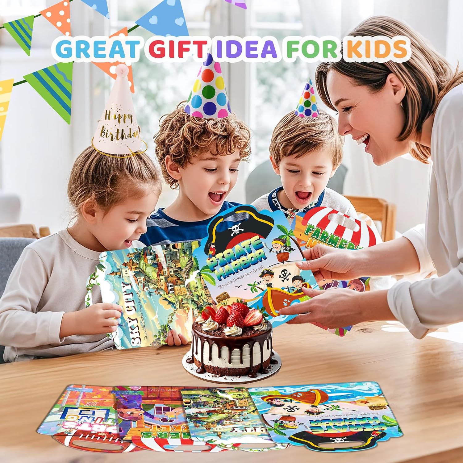 Thumbnail 6 de GUYUCOM Adesivi per bambini dai 2 anni – 4 libretti riutilizzabili, portatili e impermeabili