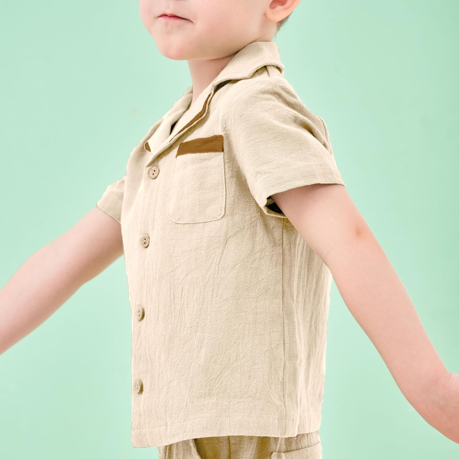 Detalle de Volunboy Baby Boys Summer Clothing Set: Cotton Linen Short Sleeve Shirt + Shorts