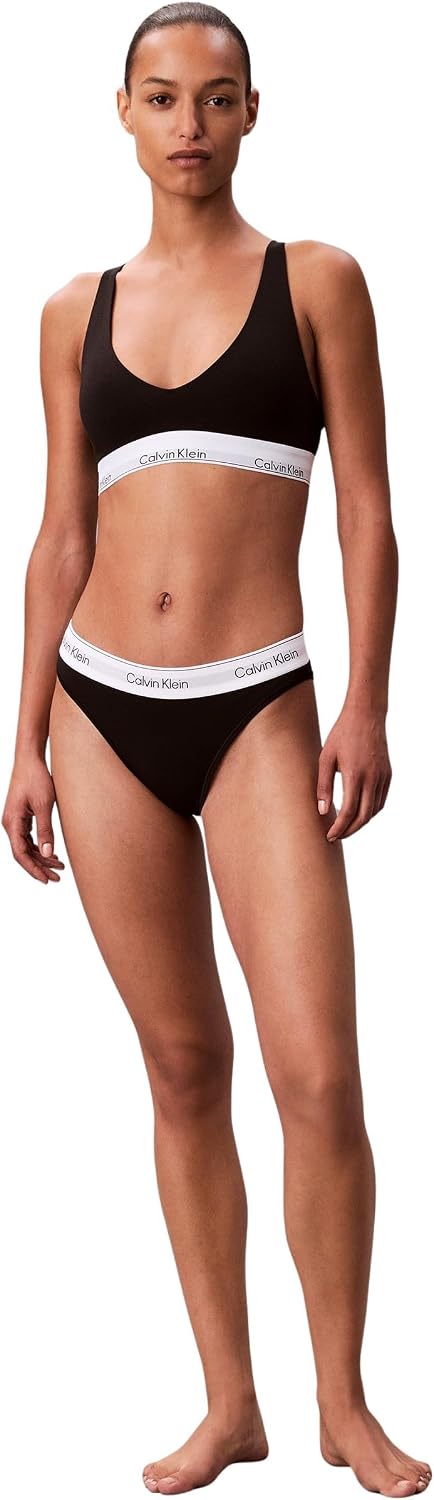 Detalle de Calvin Klein Donna Bralette Unlined Triangle con spalline regolabili: comoda e senza imbottitura