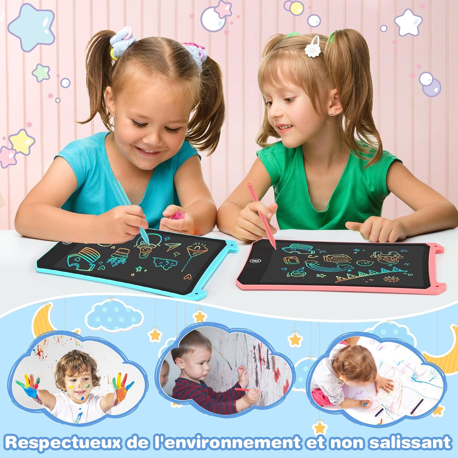 Detalle de RaceGT Tablette dessin enfant LCD 8,5 pouces ardoise magique, lot de 2