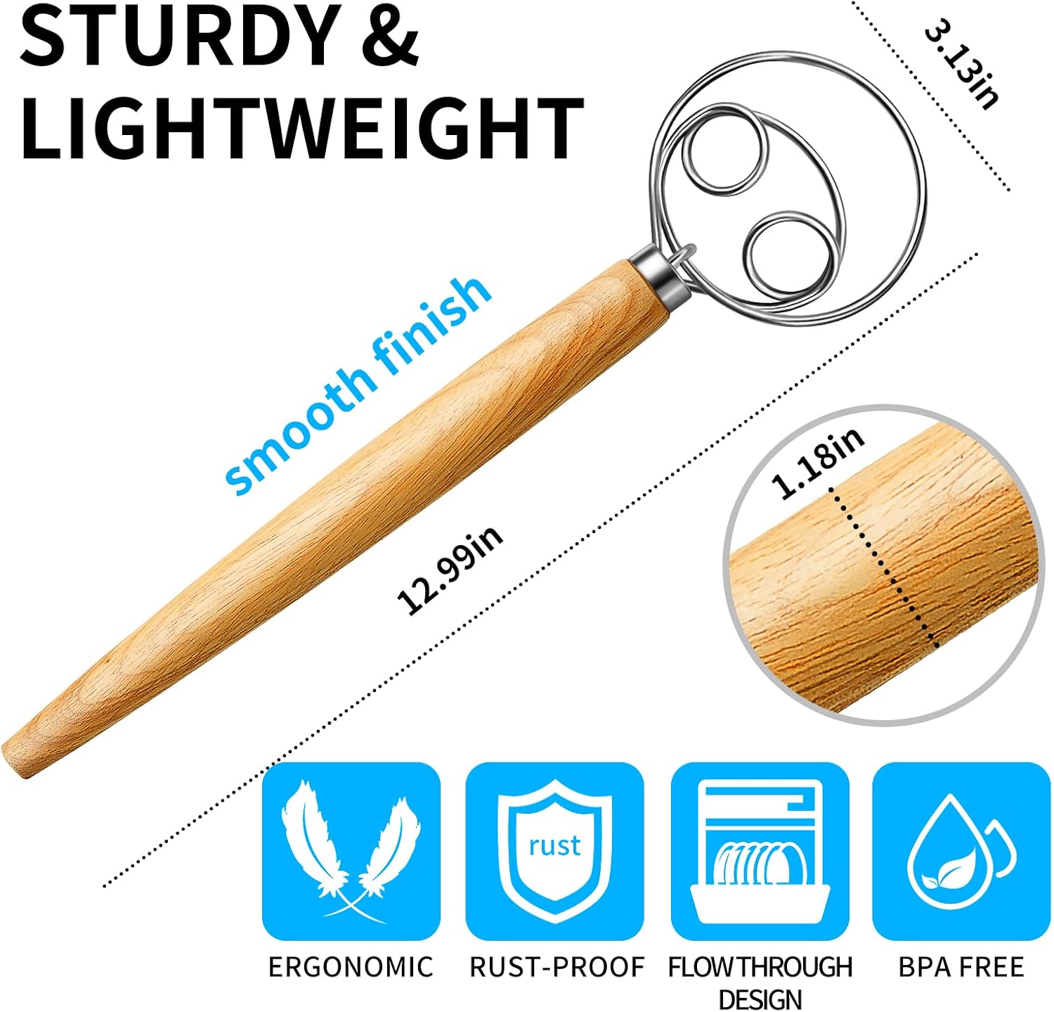Thumbnail 6 de TEEVEA Danish Dough Whisk 12.99 in