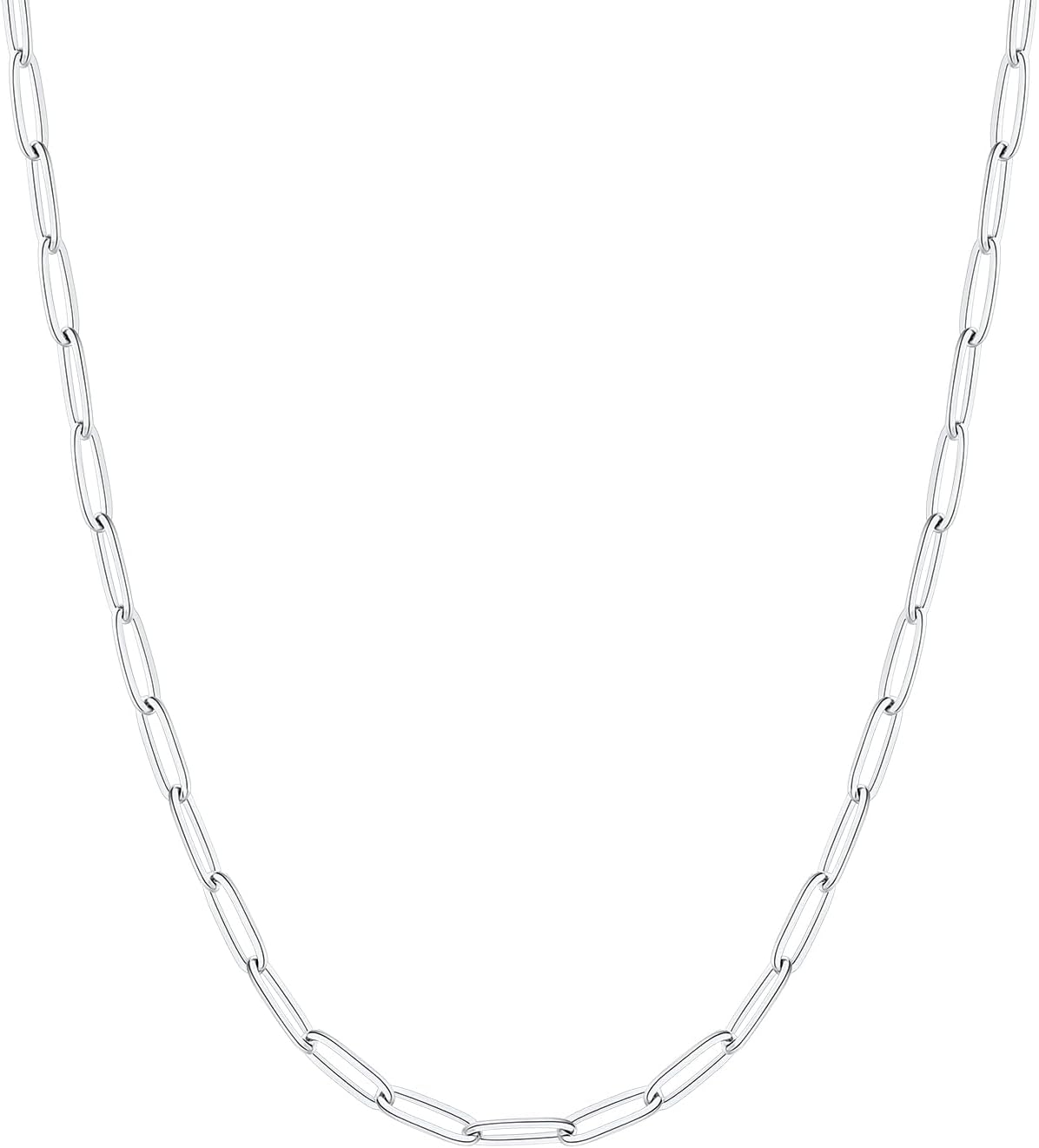 Detalle de FOCALOOK Gliederkette Damen aus 316L Edelstahl – Trombone-/Büroklammer-Kettenglieder, 3 mm breit