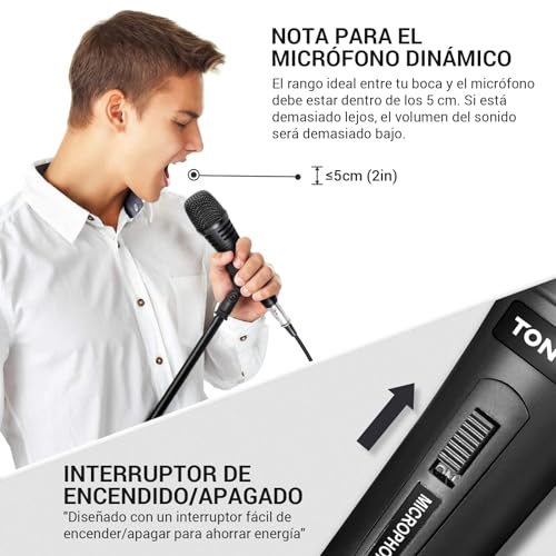 Detalle de TONOR Micrófono Karaoke dinámico con cable XLR de 5 m para cantar y hablar