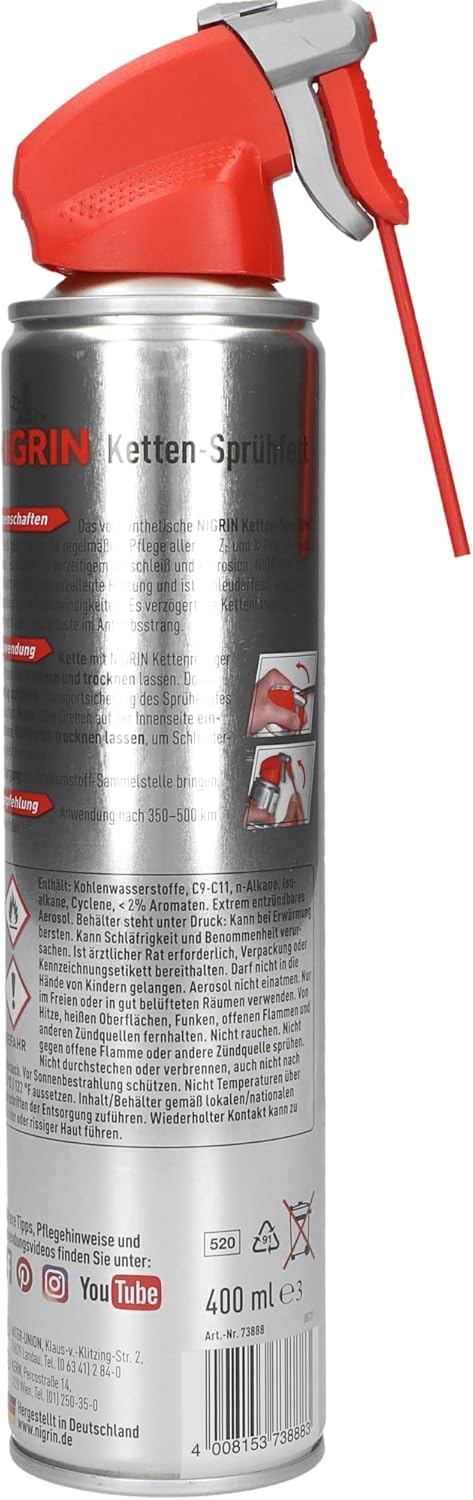 Thumbnail 1 de NIGRIN Ketten-Sprühfett vollsynthetisch 6 x 400 ml – Schutz für Motorrad- und ATV-Ketten