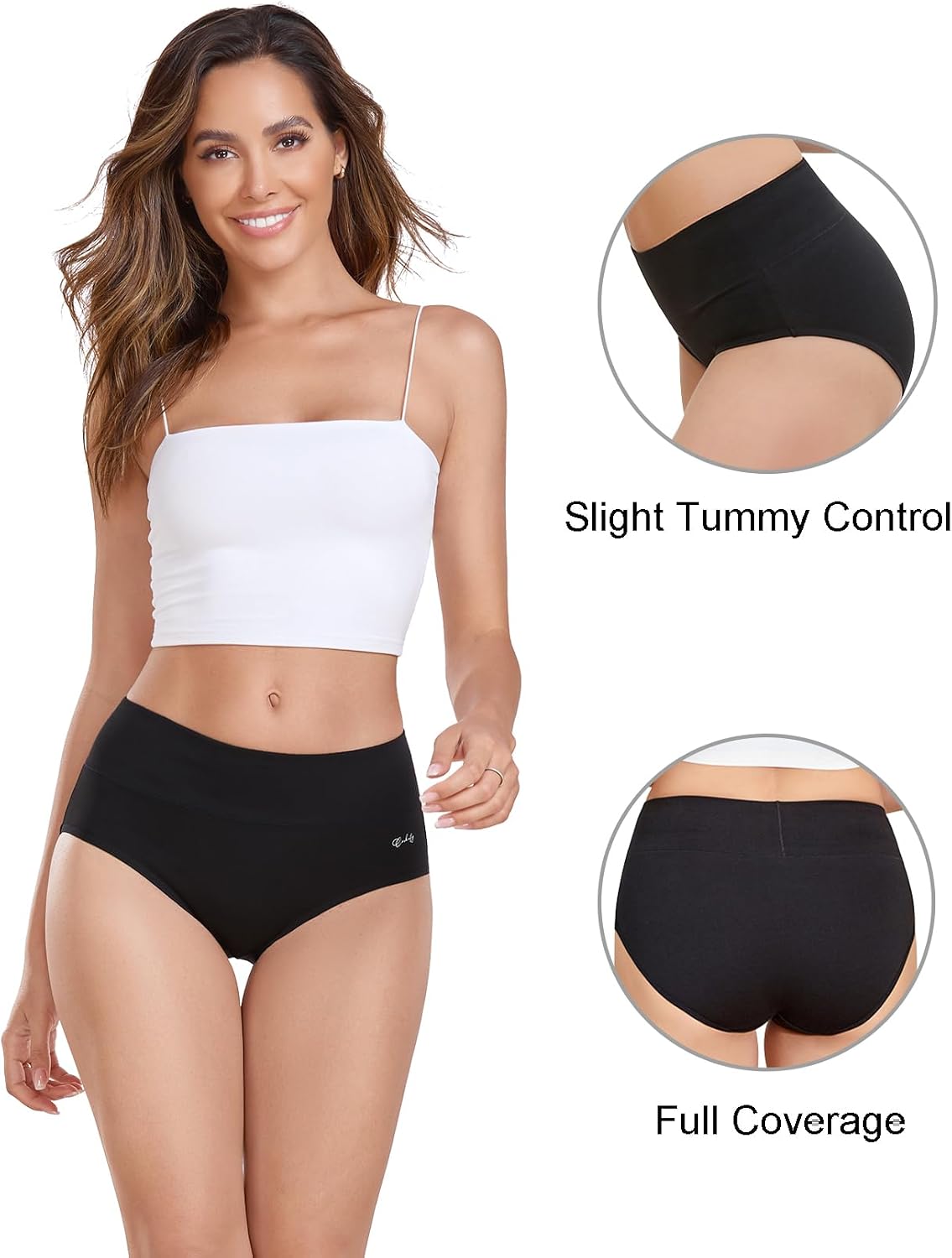 Detalle de Coskefy Women's High Waisted Cotton Knickers - 5 Pack