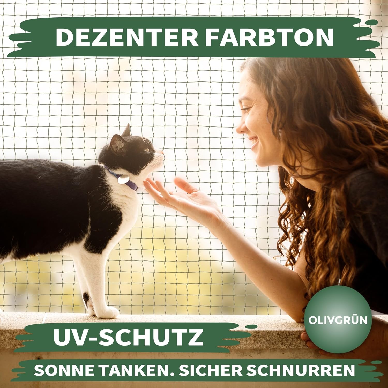 Thumbnail 6 de WOOWOOD Katzennetz für Balkon (ohne Bohren) – drahtverstärkt, wetterfest, mit Klebehaken & Silikonkleber, 4x3 m