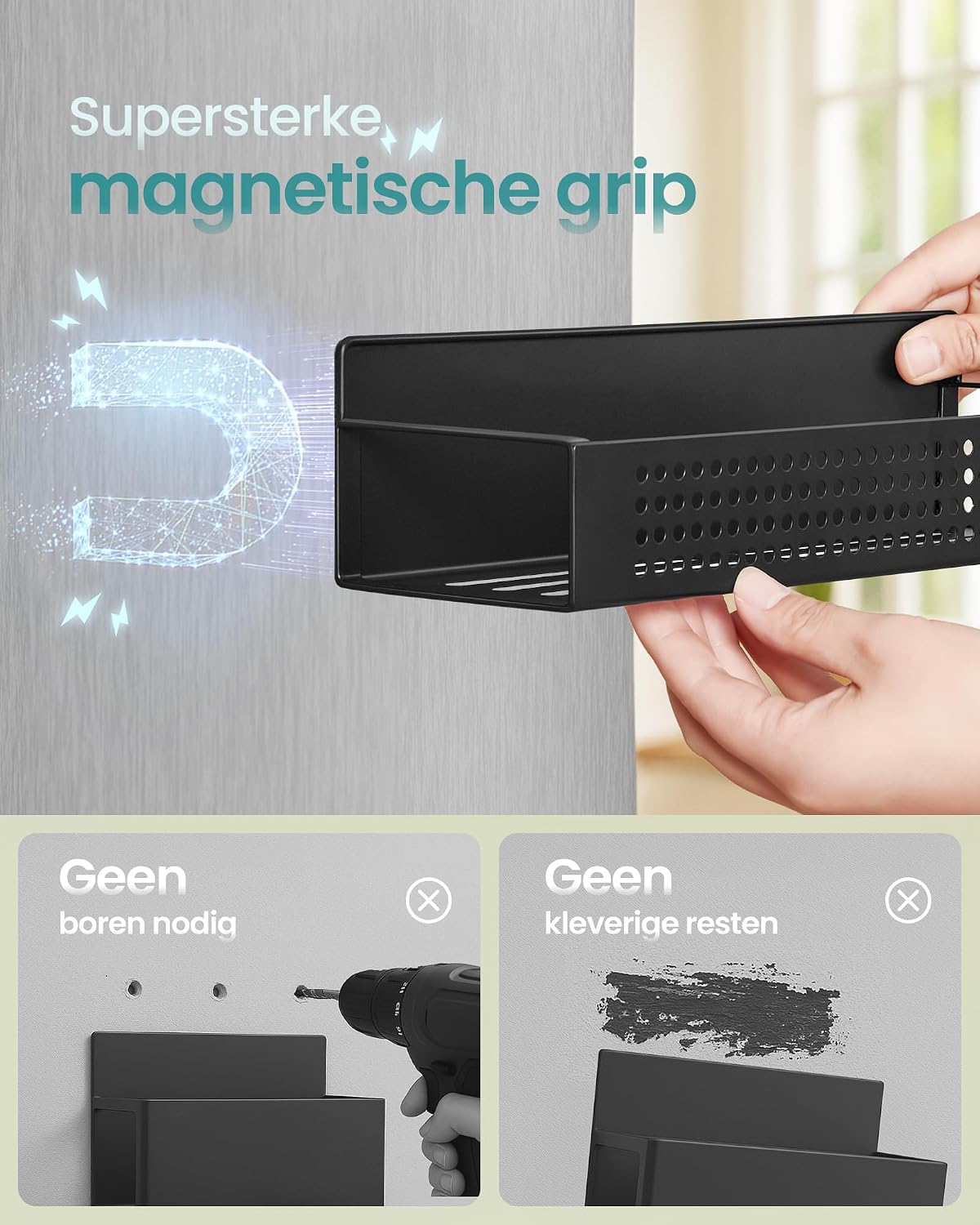 Thumbnail 2 de SONGMICS BEQUE KCS061B01 magnetisch kruidenrek, set van 4 in inktzwart