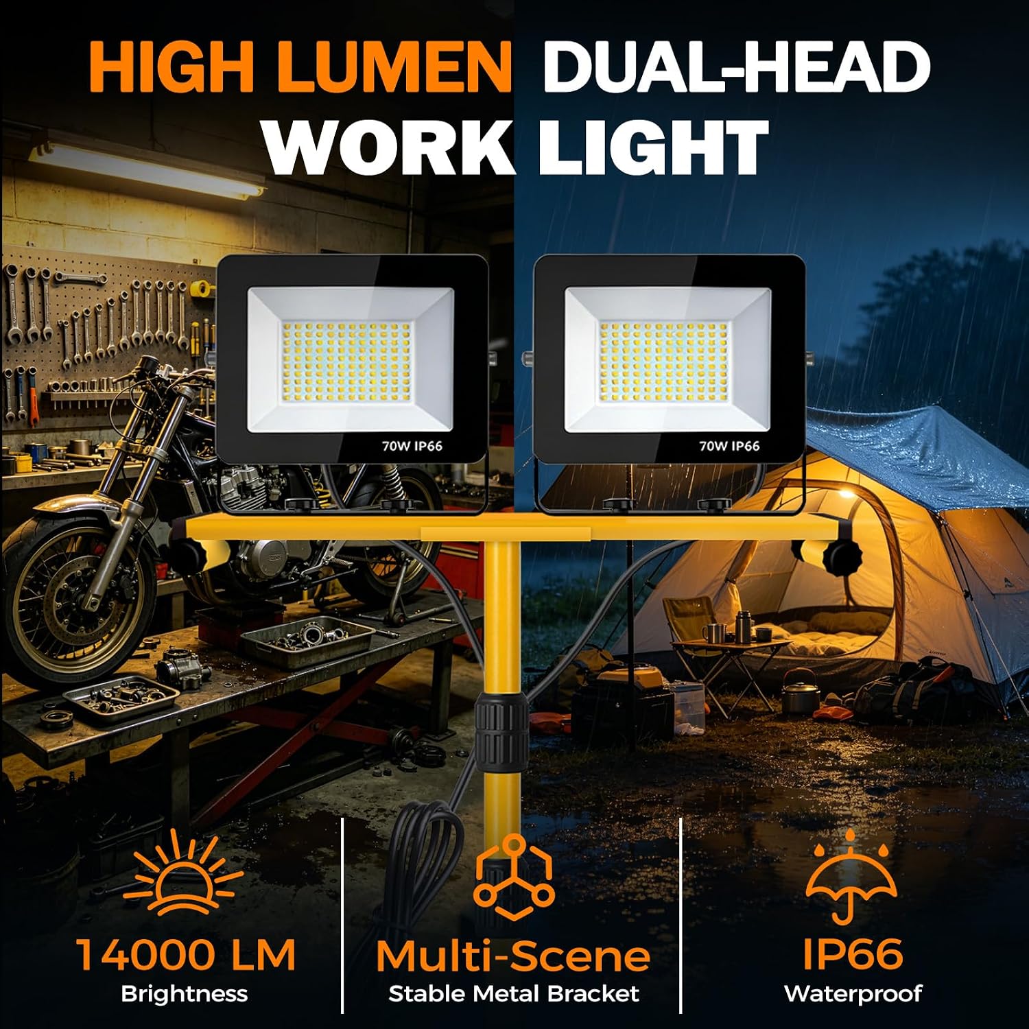 Detalle de LED Work Light with Stand, 14,000 Lumens