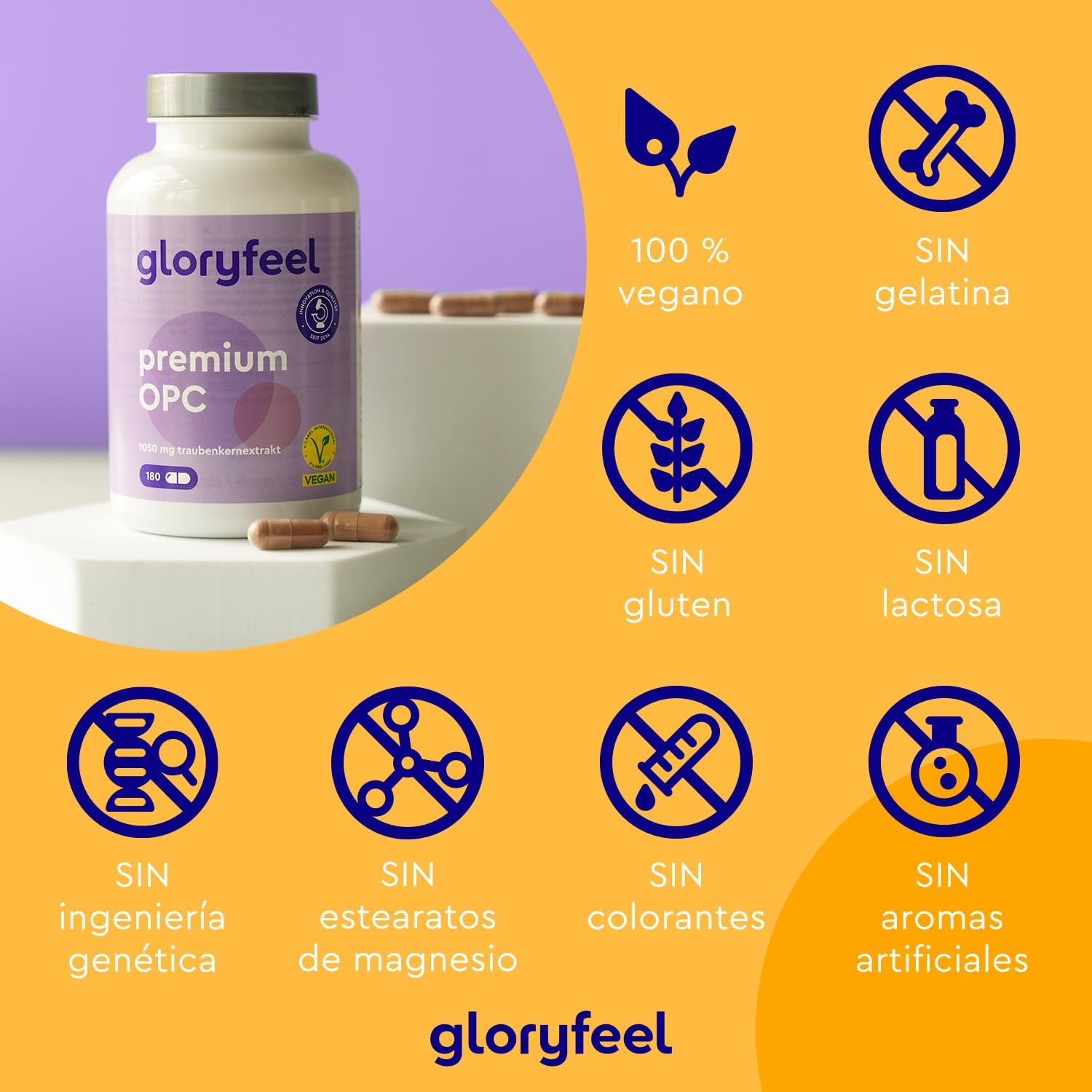Detalle 2 de Uóva Premium OPC 💊 - 1052mg por cápsula, Vegano, Alemania