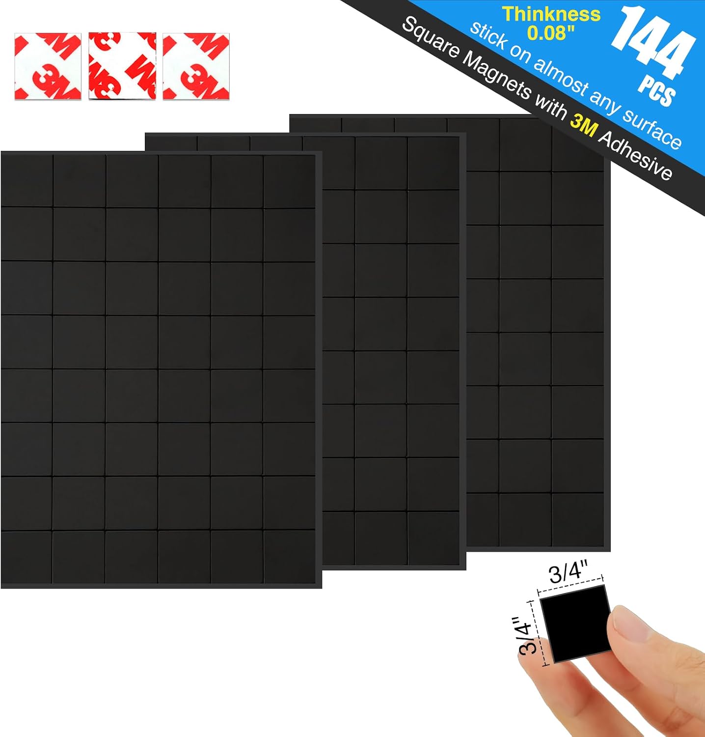 Detalle de CHUNNIAO 3/4" 80mil Magnet 144PCS Adhesive Magnetic Squares