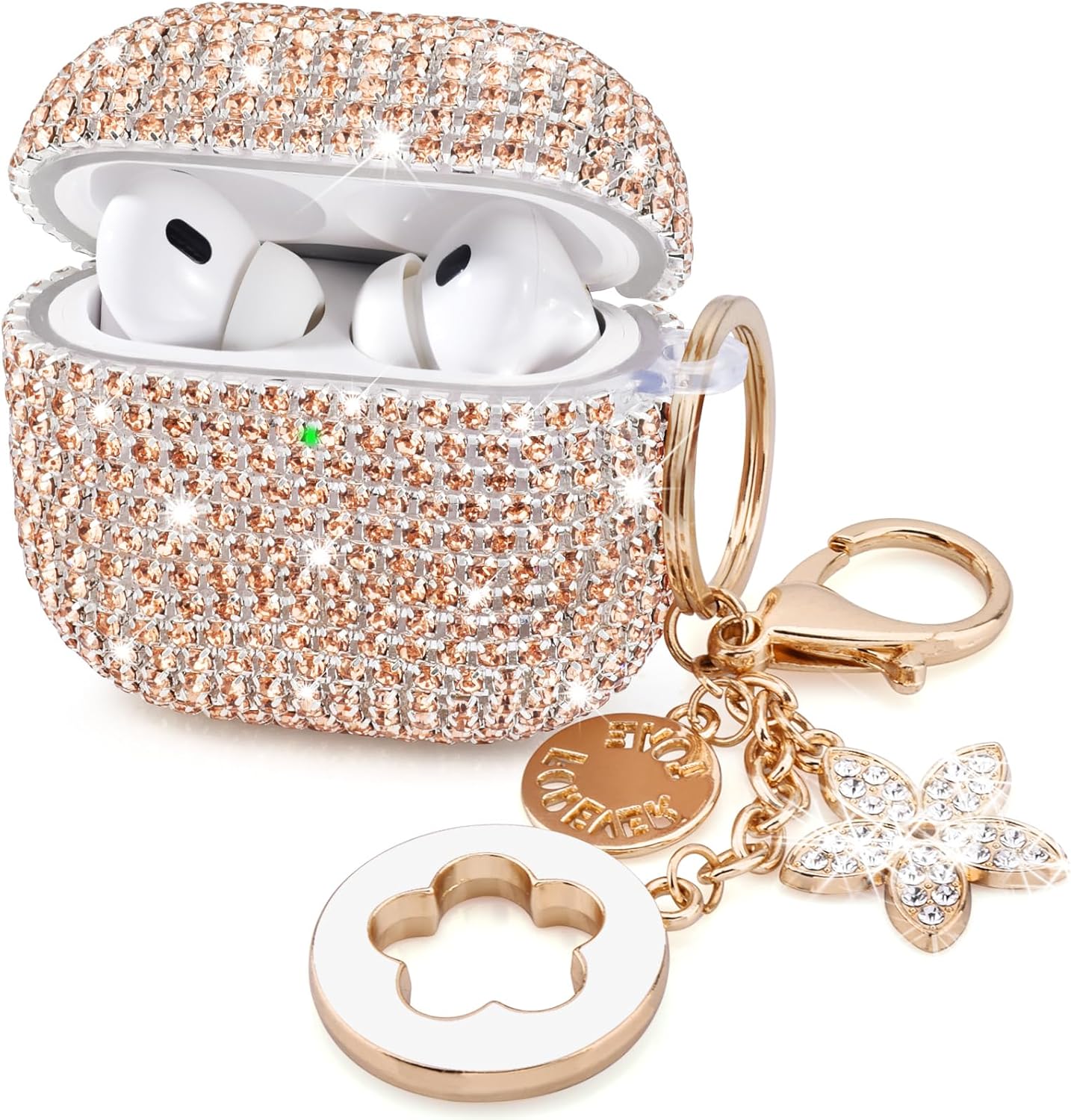 Detalle de AirPods Pro 3 case with rhinestone sparkle