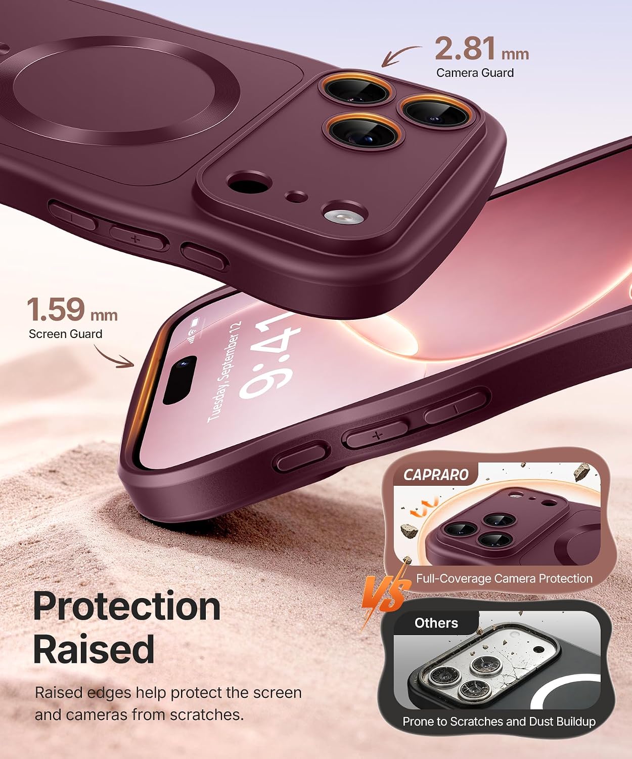 Thumbnail 6 de CAPRARO TPUWAVE Magnetic Case for iPhone 17/18 Pro Max, Burgundy TPU