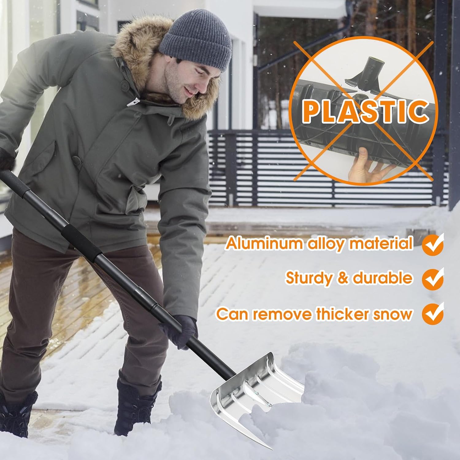 Detalle 2 de Aluminum Snow Shovel Portable for Snow Removal ⌛️📦?