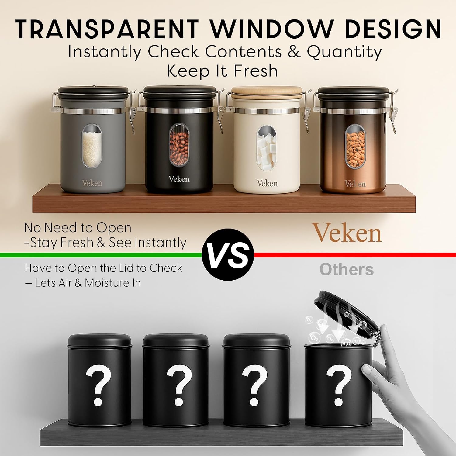 Detalle de Veken Coffee Sugar Canister 16OZ