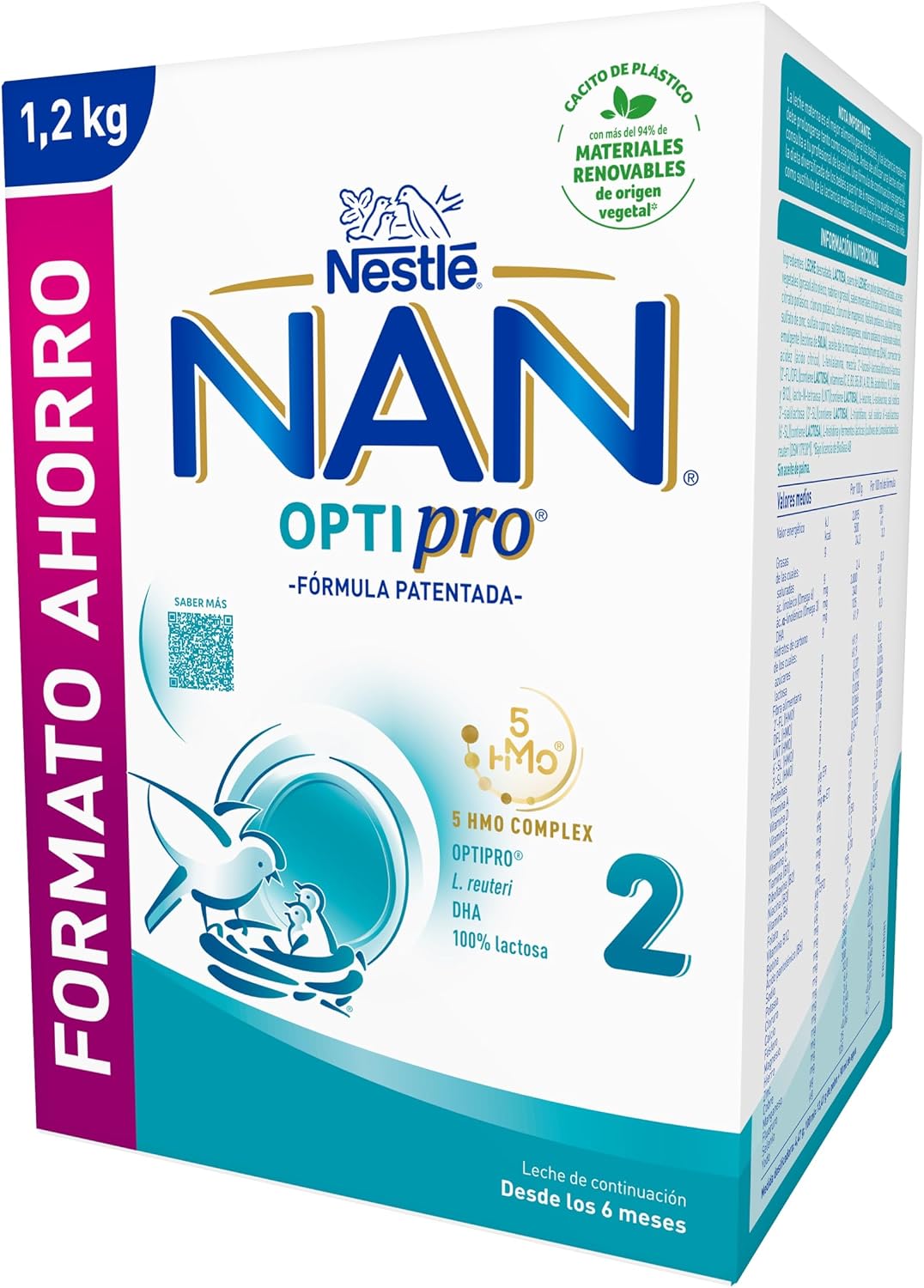 Detalle de Nestlé NAN OPTIPRO 2 Leche de continuación en polvo (estuche 1200 g)