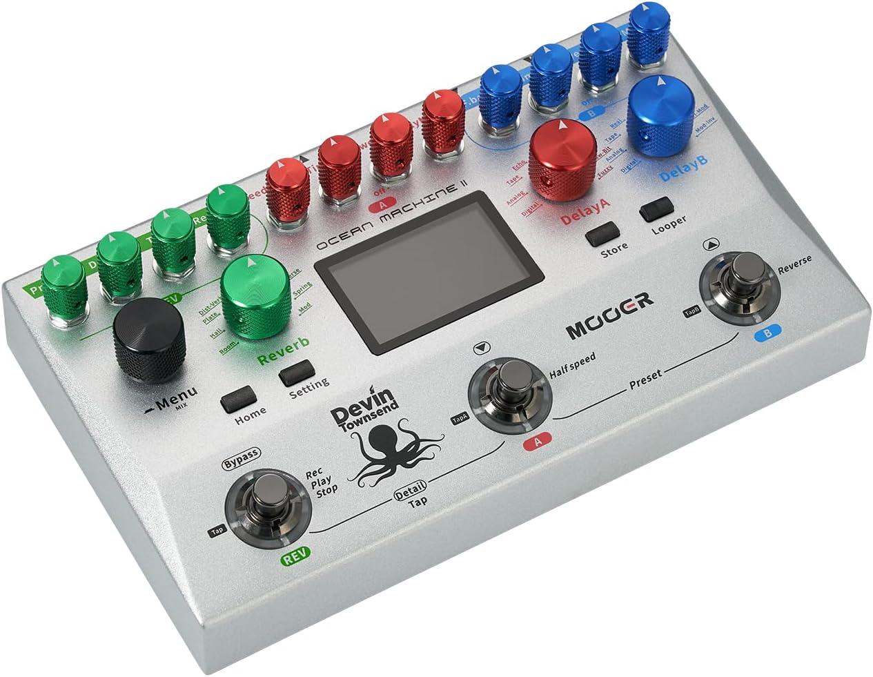 Detalle 2 de MOOER Ocean Machine II TDL4 Dual Delay, Reverb & Looper Pedal