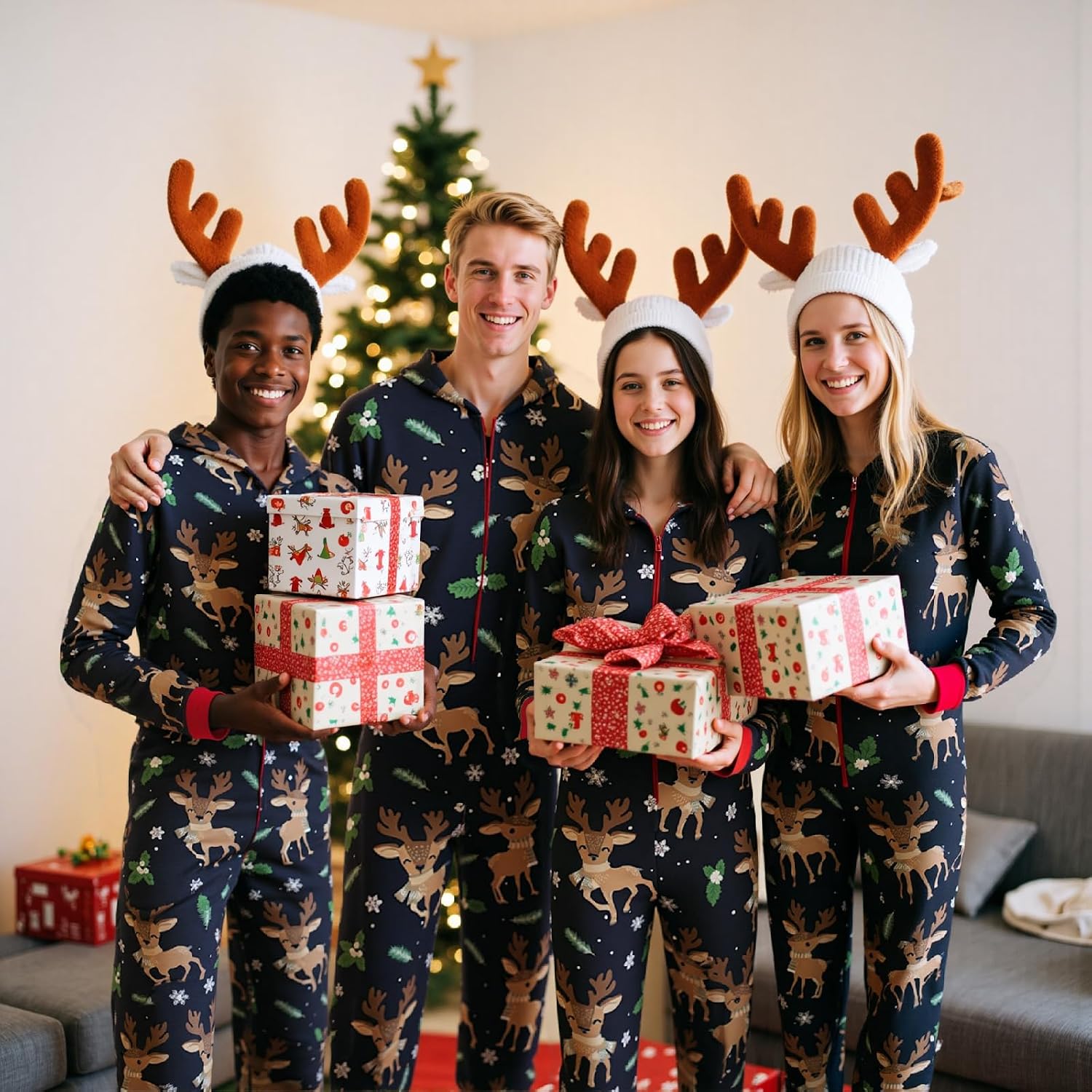 Detalle de Neufigr Family Christmas Pajamas, Lightweight Zip-Front Onesie