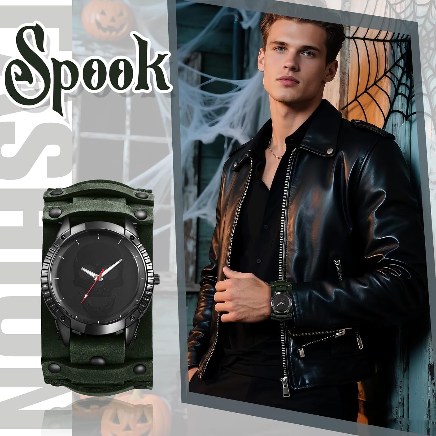 Thumbnail 3 de OIDEA Herren-Armbanduhr im Steampunk-Look mit Echlederarmband und Quarzwerk