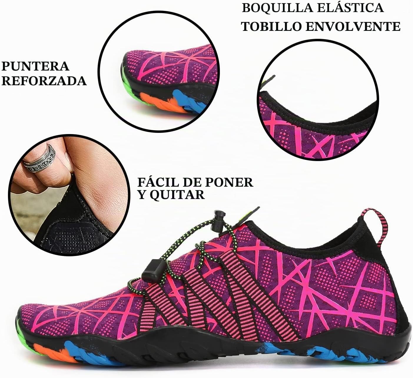 Thumbnail 3 de SAGUARO Escarpines de agua para hombre y mujer – Zapatillas de Playa y Natación, secado rápido, antideslizantes, color morado, EU 39
