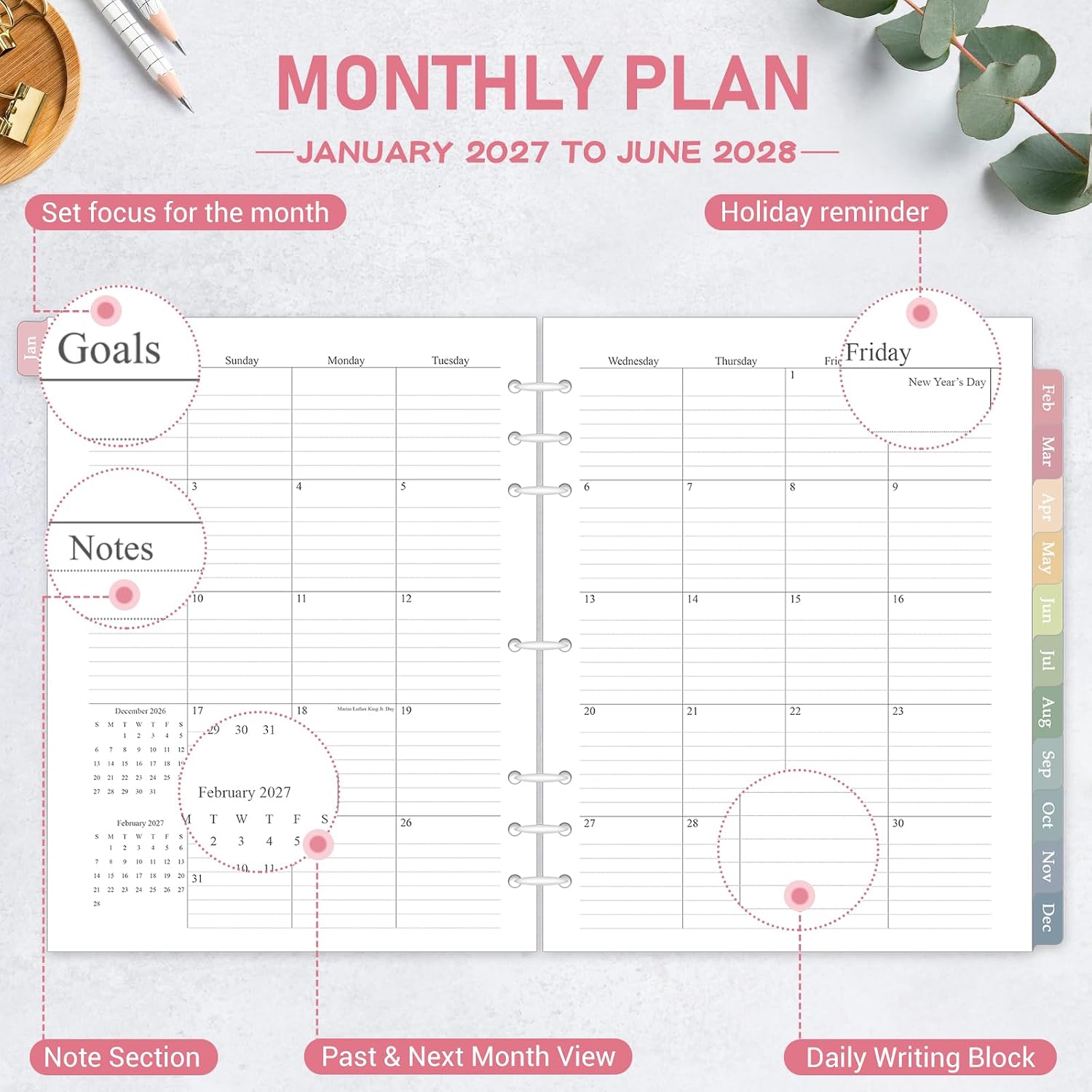 Detalle de Monthly Planner Refill, 8.5 x 11-Inch