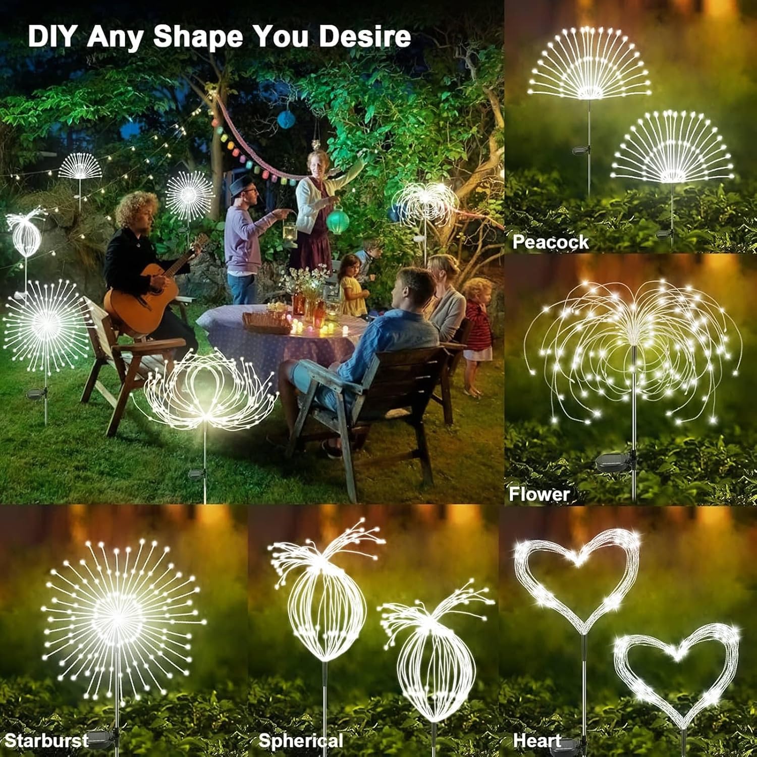 Detalle 2 de Joycome Luci Solari 2 Lampion da Giardino: 120 LED, 8 modalità, IP65 – Illuminazione solare per vialetti e giardino