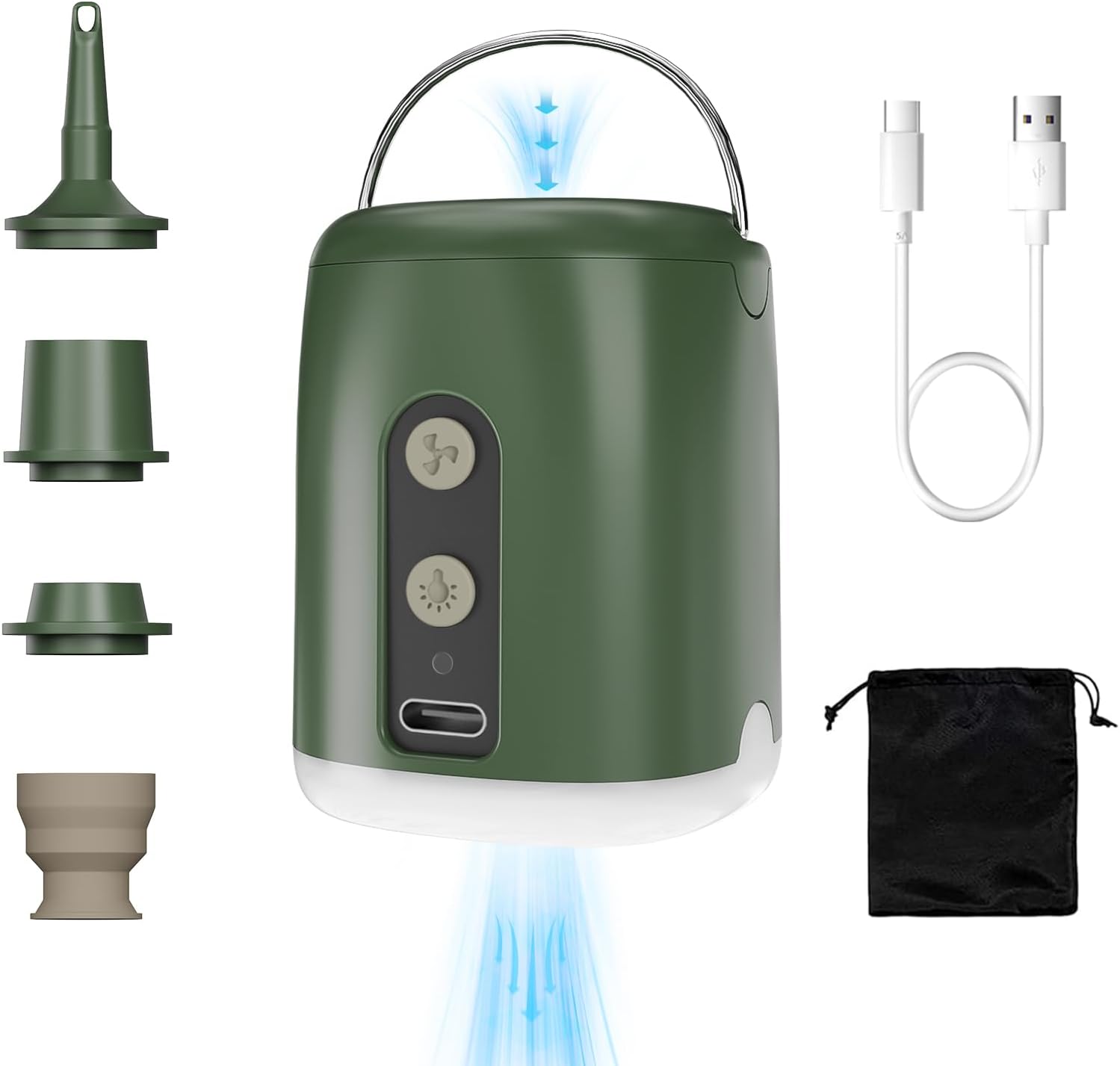 Detalle de ylkjny TP-002 elektrisk luftpump med tömning, LED-ljus och fyra munstycken